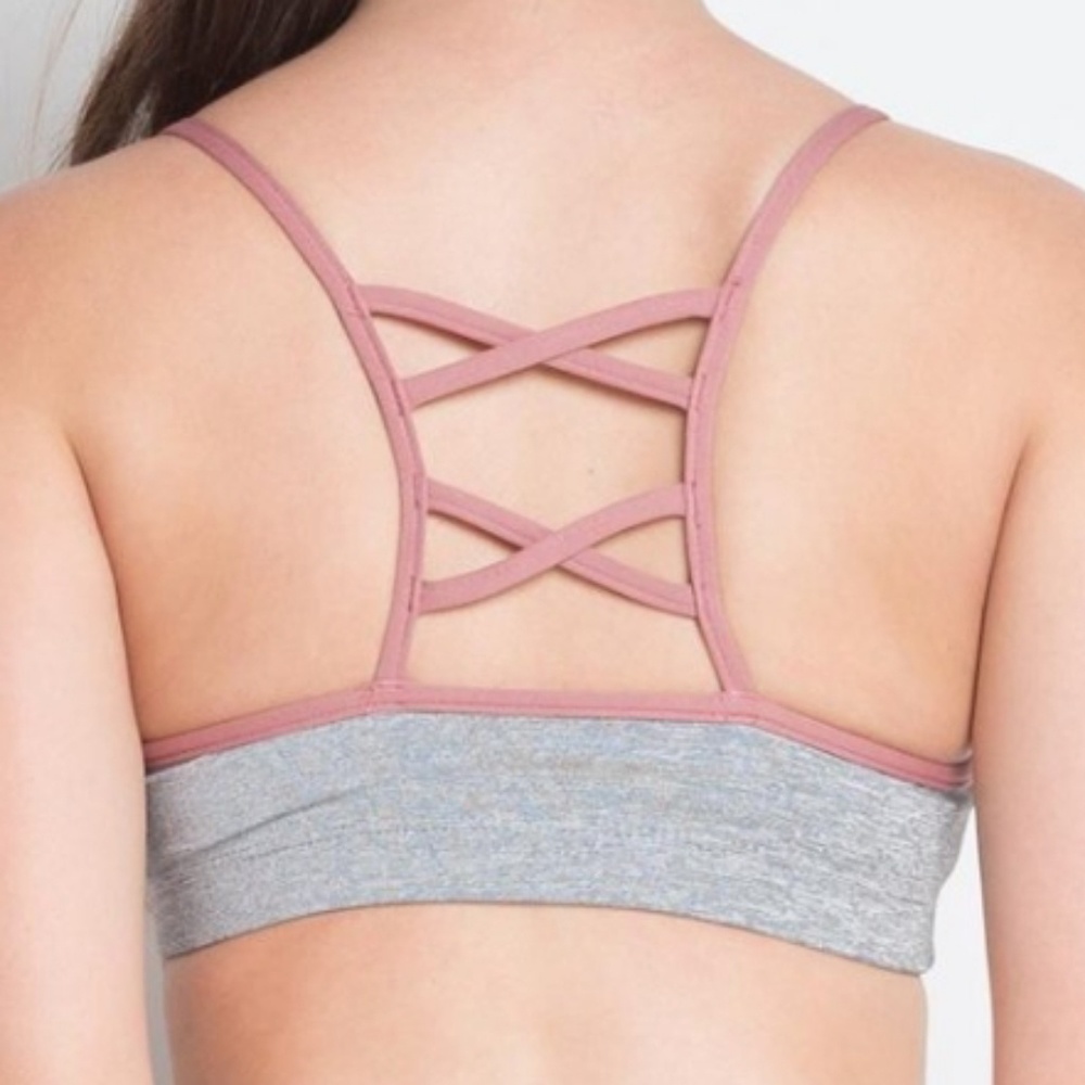 Cage Back Grey & Rose Sports Bra by The Free Yoga